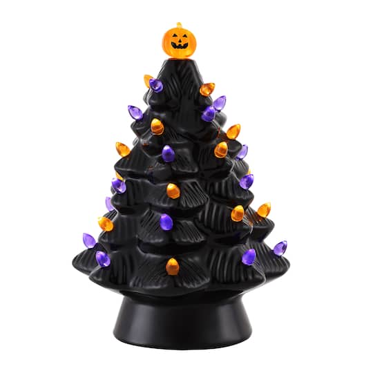 Mr. Halloween 11.6&#x22; Black Adapter Operated Ceramic Tree
